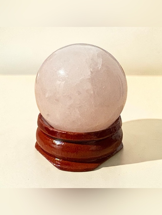 Earth Other - Rose Quartz Sphere 29.7 mm 1.17 inch 36 gram Wood Stand